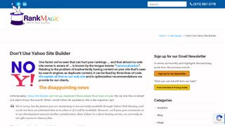 
                            11. Don't Use Yahoo Site Builder - Rank Magic