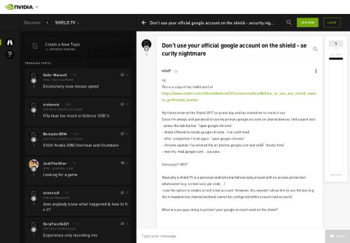 
                            2. Don't use your official google account on the shield - security ...