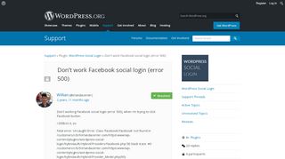 
                            8. Don't work Facebook social login (error 500) | WordPress.org