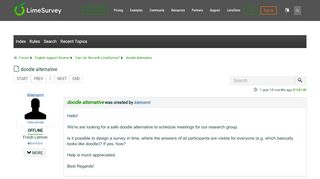 
                            9. doodle alternative - LimeSurvey forums