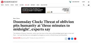 
                            10. Doomsday Clock: Threat of oblivion pits humanity at 'three minutes to ...