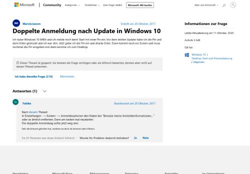 
                            3. Doppelte Anmeldung nach Update in Windows 10 - Microsoft Community