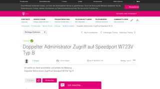 
                            2. Doppelter Administrator Zugriff auf Speedport W723... - Telekom hilft ...