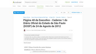 
                            11. DOSP 24/08/2012 - Pg. 40 - Executivo - caderno 1 | Diário Oficial do ...