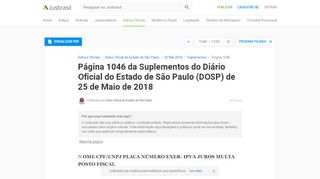 
                            11. DOSP 25/05/2018 - Pg. 1046 - Suplementos | Diário Oficial do Estado ...