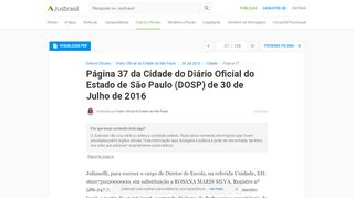 
                            11. DOSP 30/07/2016 - Pg. 37 - Cidade | Diário Oficial do Estado de São ...