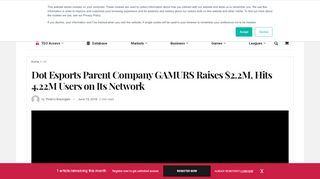 
                            8. Dot Esports Parent Company GAMURS Raises $2.2M - The Esports ...