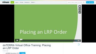 
                            9. doTERRA Virtual Office Training: Placing an LRP Order on Vimeo