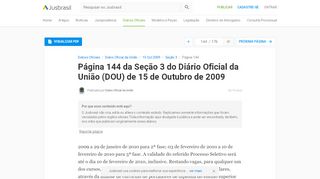 
                            11. DOU 15/10/2009 - Pg. 144 - Seção 3 | Diário Oficial da União | Diários ...