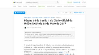 
                            6. DOU 18/05/2017 - Pg. 64 - Seção 1 | Diário Oficial da União | Diários ...