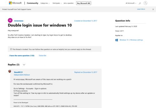 
                            4. Double login issue for windows 10 - Microsoft Community