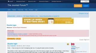 
                            1. Double login - Joomla! Forum - community, help and support