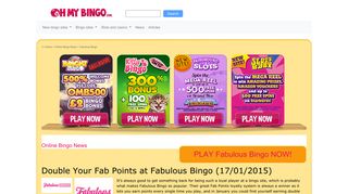 
                            12. Double Your Fab Points at Fabulous Bingo - UK Online Bingo News