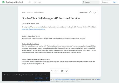 
                            9. DoubleClick Bid Manager API Terms of Service | Display & Video 360 ...