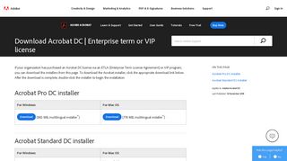 
                            6. Download Acrobat DC installer for Enterprise term or VIP license