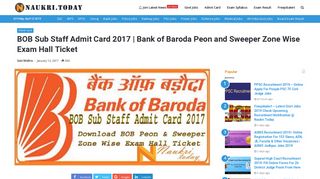 
                            4. Download BOB Sub Staff Admit Card 2017 Bank of Baroda PET Hall ...