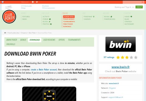 
                            6. DOWNLOAD BWIN POKER 100 € deposit bonus! Online poker