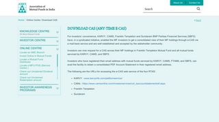 
                            8. Download CAS - Association of Mutual Funds in India