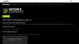 
                            5. Download GeForce Experience Beta - Nvidia