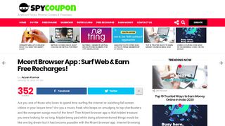 
                            6. Download Mcent Browser App : Free 10 Rs Promo Code | SpyCoupon