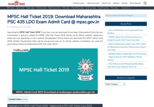 
                            6. Download MPSC Hall Ticket 2019 - MPSC Admit Card for 555 PSI STI ...