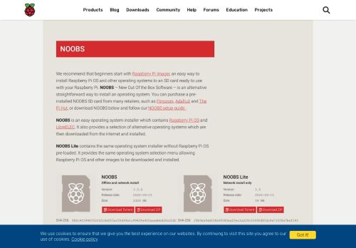 
                            3. Download NOOBS for Raspberry Pi