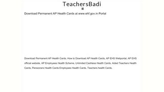 
                            6. Download Permanent AP Health Cards at www.ehf.gov.in Portal ...