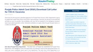 
                            10. Download Punjab Police Admit Card 2016 For Intelligence Assistant ...