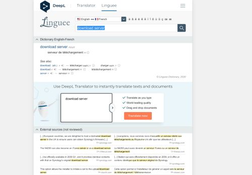 
                            7. download server - French translation – Linguee