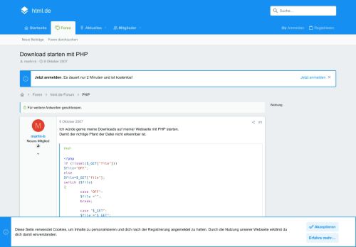 
                            12. Download starten mit PHP | html.de - HTML für Anfänger und ...