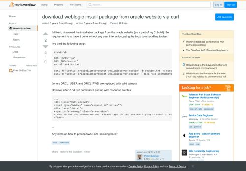 
                            9. download weblogic install package from oracle website via curl ...