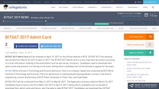 
                            9. Download your BITSAT 2017 Admit Card - Collegedunia