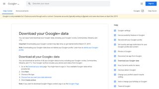 
                            12. Download your Google+ data - Google+ Help - Google Support