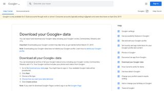 
                            4. Download your Google+ data - Google+ Help - Google Support