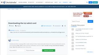 
                            7. Downloading the icsi admit card - Exams Forum - CAclubindia