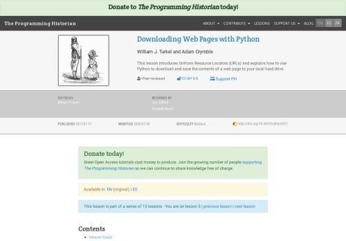 
                            10. Downloading Web Pages with Python | Programming Historian