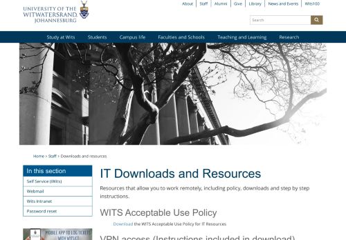 
                            6. Downloads and resources - Wits University