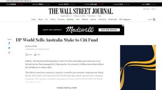 
                            10. DP World Sells Australia Port Stake to Citi Fund - WSJ