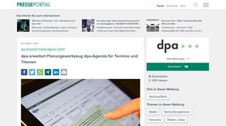 
                            7. ▷ dpa erweitert Planungswerkzeug dpa-Agenda für Termine und ...