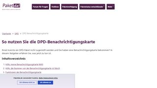 
                            4. DPD-Paket: Neuzustellung mit Benachrichtigungskarte beauftragen