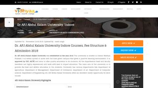 
                            7. Dr APJ Abdul Kalam University, Indore Admission & Fee Structure