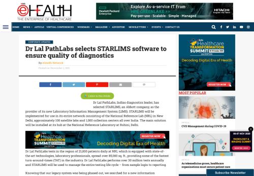
                            12. Dr Lal PathLabs selects STARLIMS software to ensure quality of ...