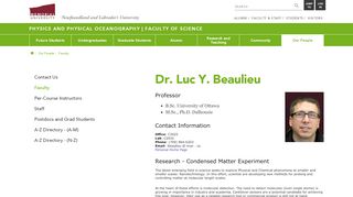 
                            11. Dr. Luc Y. Beaulieu | Physics and Physical Oceanography | Memorial ...