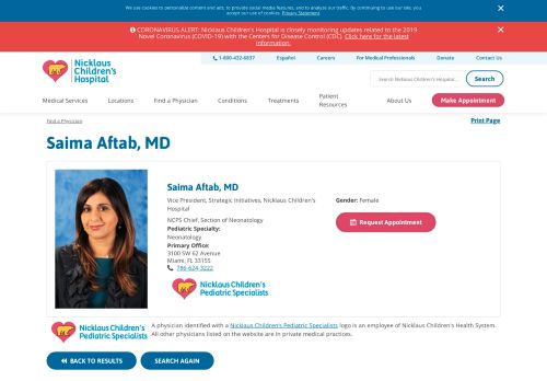 
                            13. Dr. Saima Aftab, MD - Neonatologist | Nicklaus Children's Hospital