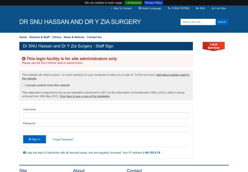 
                            6. Dr SNU Hassan and Dr Y Zia Surgery - Portal Login