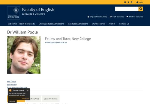 
                            13. Dr William Poole | Faculty of English