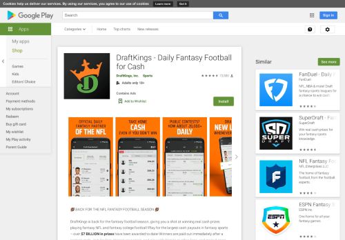 
                            12. DraftKings - Daily Fantasy Sports for Cash Prizes - Apps on Google Play
