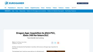 
                            10. Dragon Age: Inquisition to ditch PS3, Xbox 360 for future DLC ...