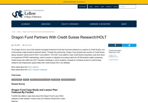 
                            13. Dragon Fund Partners With Credit Suisse Research/HOLT | Drexel ...