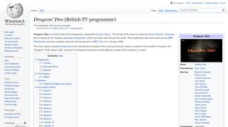 
                            3. Dragons' Den (UK TV programme) - Wikipedia